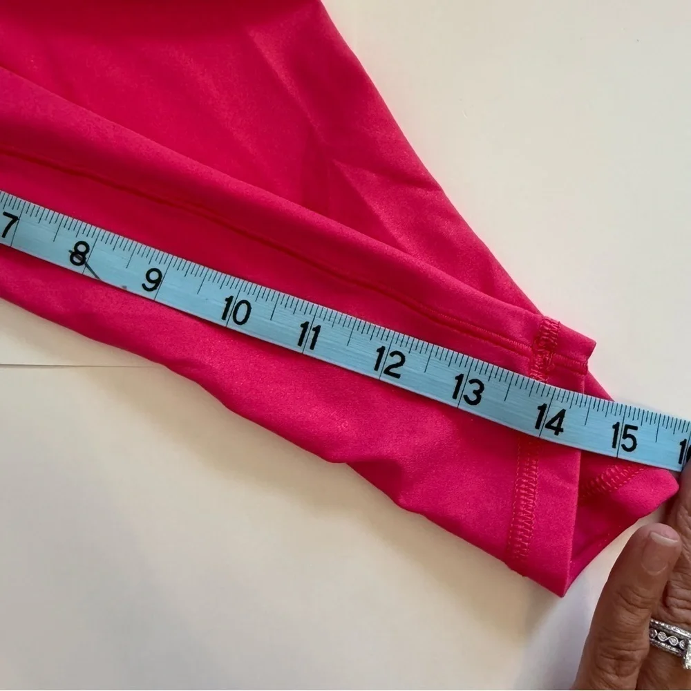 Offline by Aerie Real Me Crop High Rise Liquid Shine Fuchsia Pink Leggings Sz LG